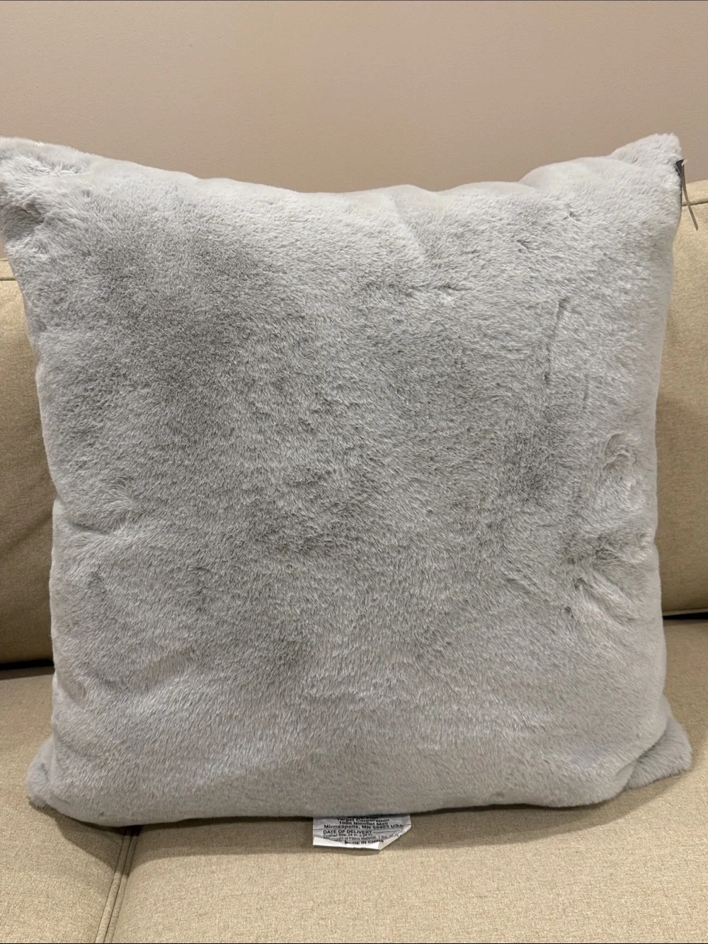 NWT Threshold Soft Light Gray Faux Fur Throw Pillow